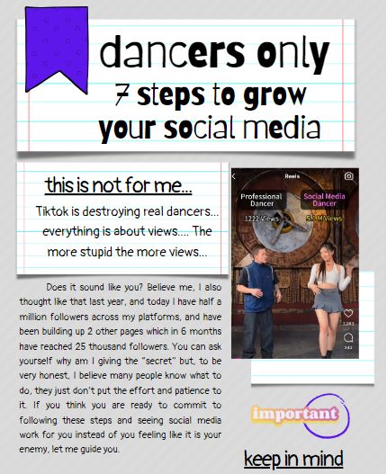 Dancers! 7 Steps to Grow your Social Media - EBOOK